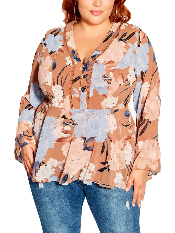 Fashion Forward Style Womens Floral Print Blouse