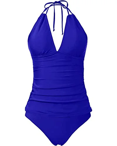 Trendy Clothing Sale Plus Size Tankini Two Piece Deep V-Neck Bathing Suit