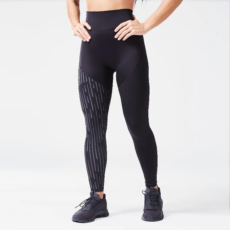 Limited - Edition Drops Code Asymmetric Graphic Leggings - Black