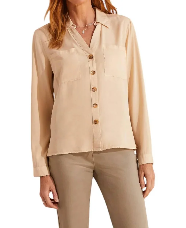 Latest Fashion French Button Front Blouse In Oak