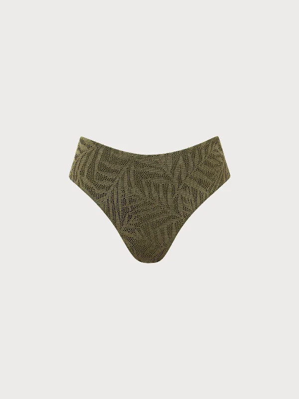 Trending Items Army Green Crochet Full Coverage Bikini Bottom