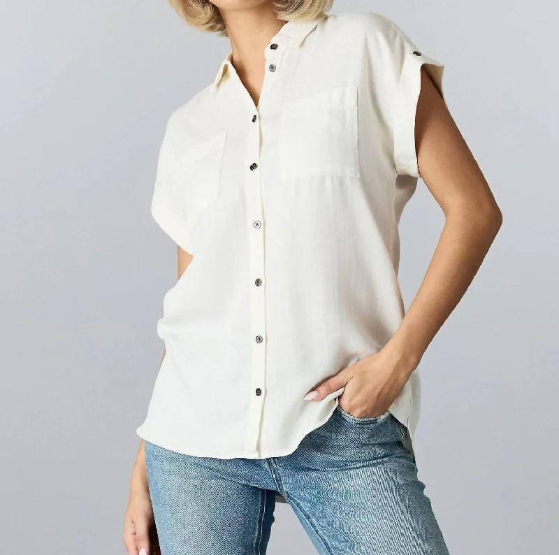 Limited Time Offer Aspen Button-Up Blouse In Snow White