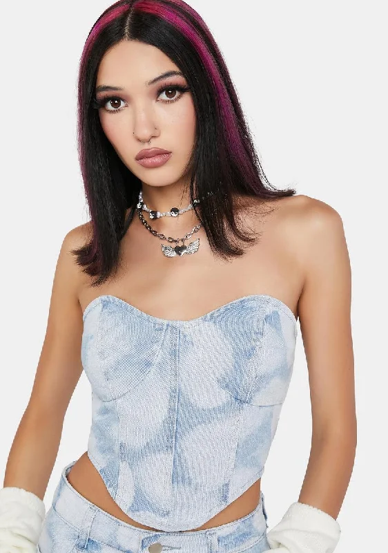 Quality Driven Apparel Look Ahead Denim Corset Top