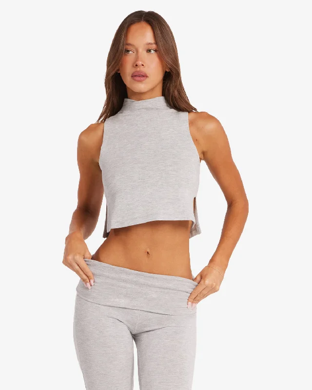 Trendy Street Style Clothing IM Turtle Neck Tank | Light Grey