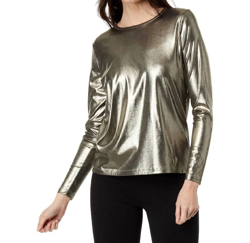 Huge Discounts This Week Shimmer Knit Top In Mineral