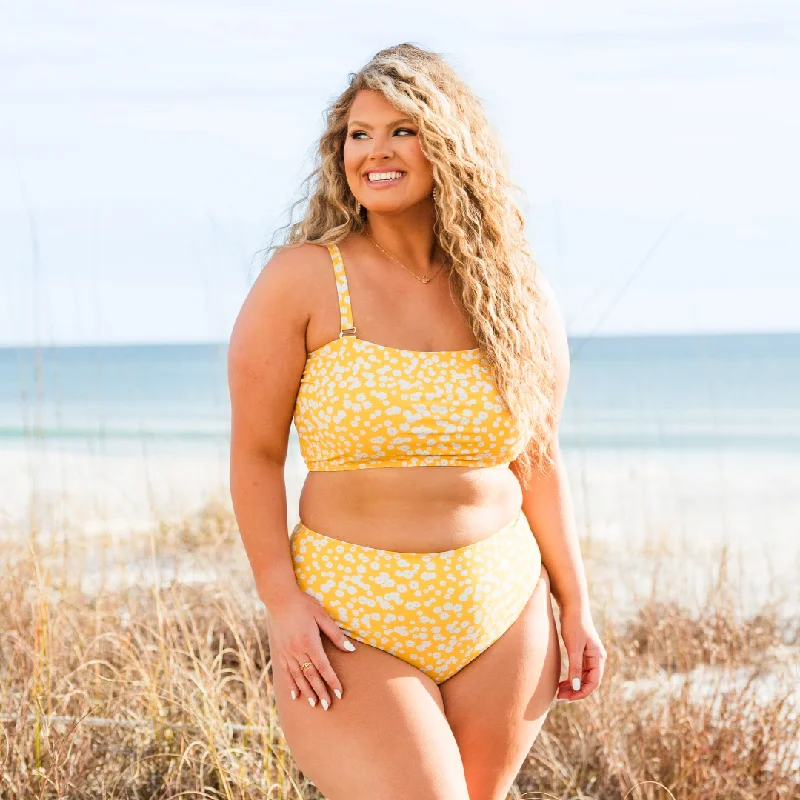 Redefining Women's Style Feeling Fine And Sandy Swim Bottom, Yellow Floral