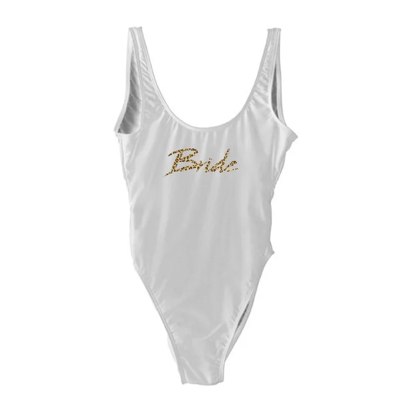 Fashion Forward BRIDE W/ CHEETAH TEXT // NEW WILD THING FONT [SWIMSUIT]