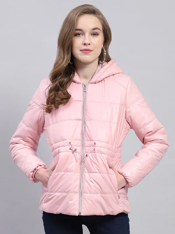 Flash Sale Women Pink Solid Hooded Full Sleeve Jacket