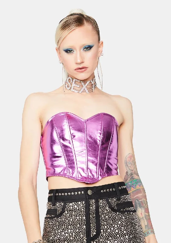 Casual Chic Fairy Heart Metallic Corset Top