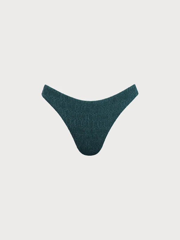 Limited Stock, Big Discounts Dark Green Textured Bikini Bottom