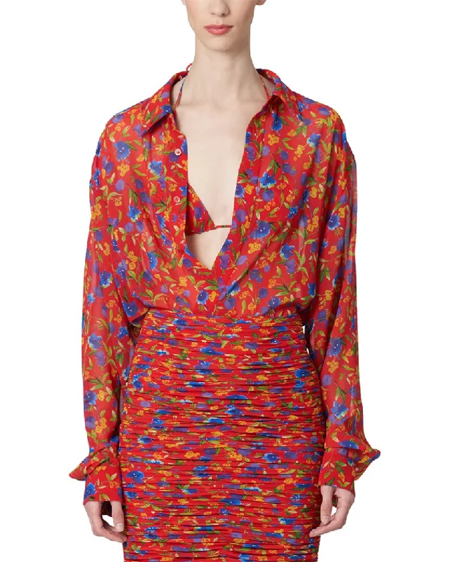 Fashion Forward Carolina Herrera Balloon Sleeve Button Down Top