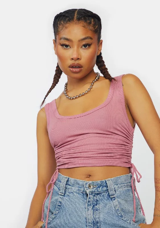 Bold Fashion Rose Take My Shot Cinch Side Crop Top