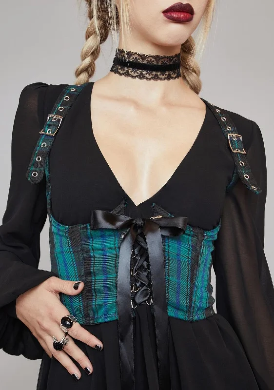 Fashionista Favorites Deathly Bored Plaid Underbust Corset