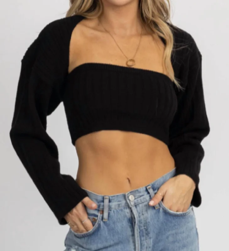 Trendy Fashion Sale Harris Ribbed Knit Bolero Set In Black