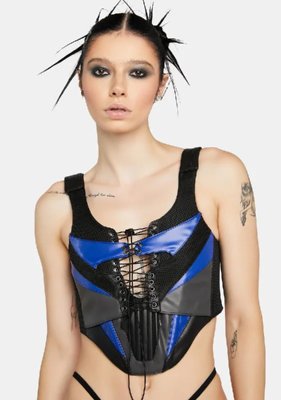 Seasonal Picks Blue Motocross Corset Top