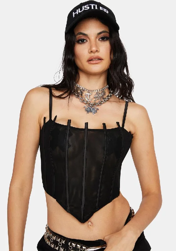 Feminine Soft - Hued Look Noir Limited Access Corset Top