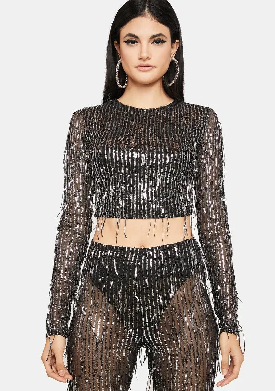 Summer Essentials Shine The Light Sequin Crop Top