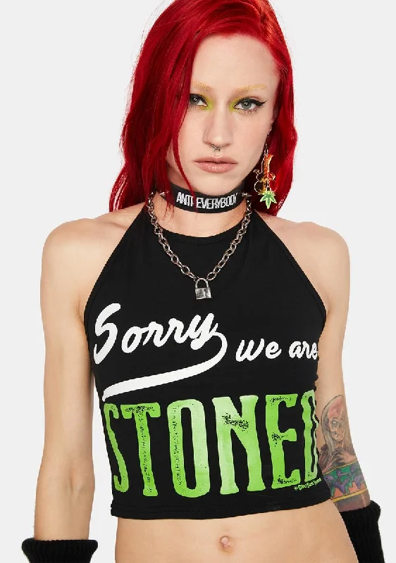 Versatile Wardrobe Essentials We Are Stoned Crop Halter Top