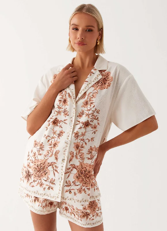 Vibrant Femme Fashion Dreamy Days Oversized Linen Shirt - Ivory