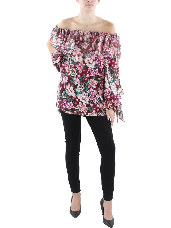 Casual Elegance Womens Silk Floral Blouse