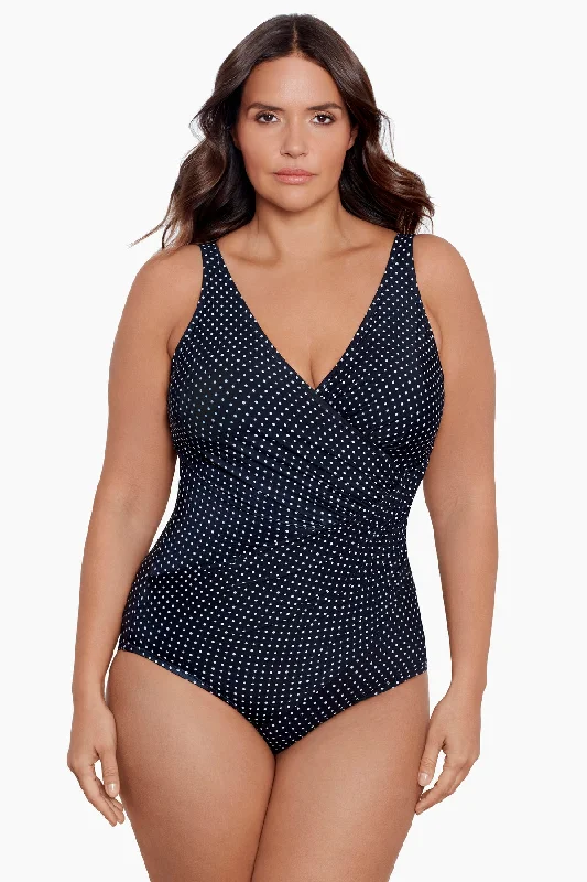 Subtle Sophistication Plus Size Pin Point Oceanus One Piece Swimsuit