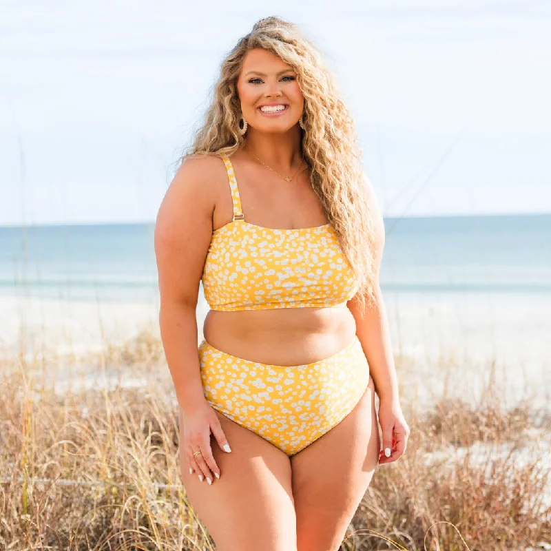 New Season Fashion Preview Feeling Fine And Sandy Swim Top, Yellow Floral