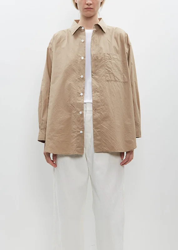 Big Savings Back Gathered Shirt — Camel