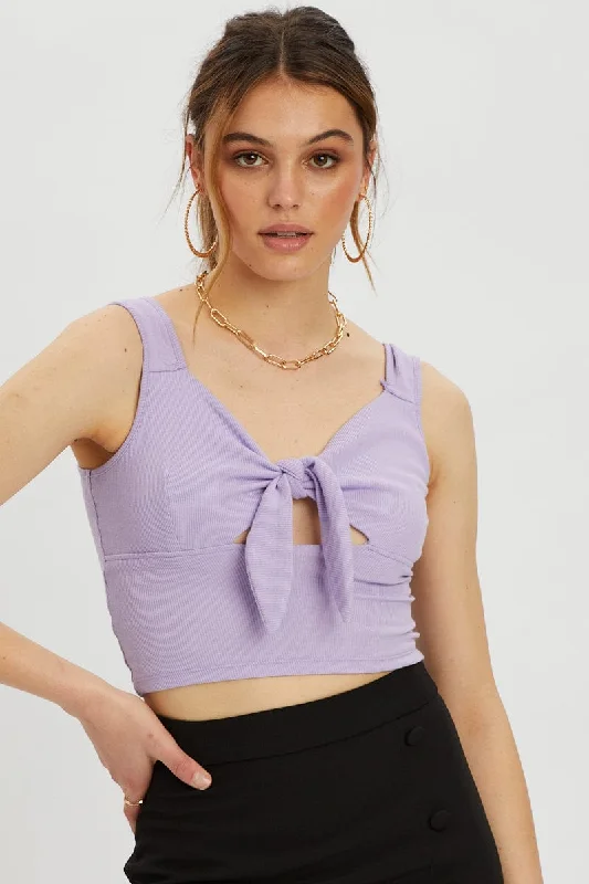 Holiday Glam Purple Tie Front Cami