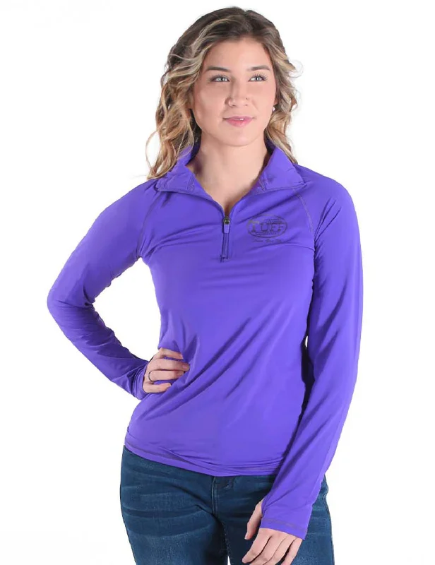 Limited Quantities Cowgirl Tuff Womens Cooling UPF Purple Nylon L/S Shirt