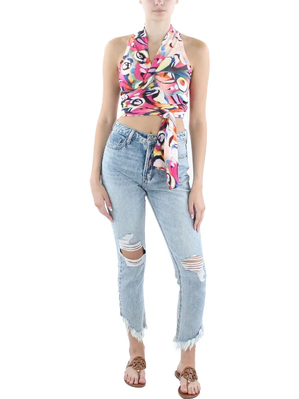 Best Sellers Womens Wrap Printed Halter Top