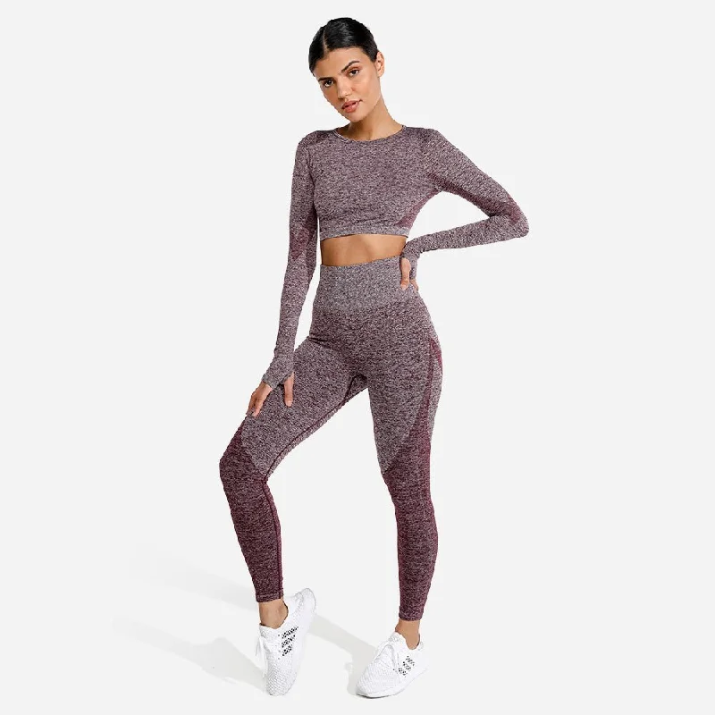 Latest Fashion Marl Seamless Leggings - Burgundy