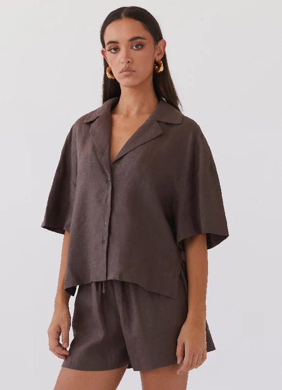 Casual Chic Clothing Chelsea Lounge Linen Shirt - Chestnut