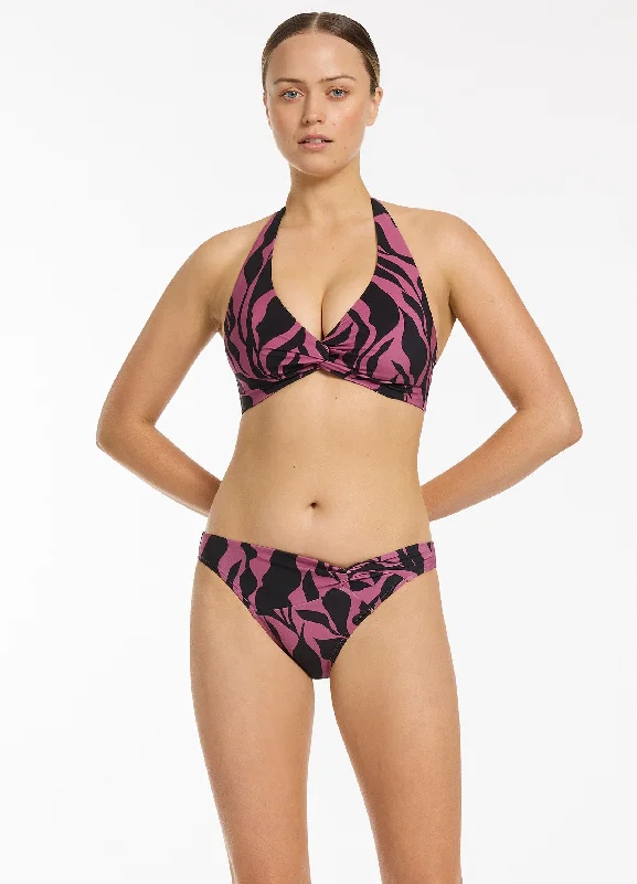 Trendy Threads Sereno Twist Front Hipster Bikini Bottom - Mauve