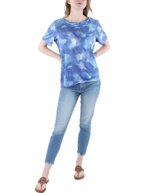 Elegant Fashion Womens Tie-Die Knit Blouse