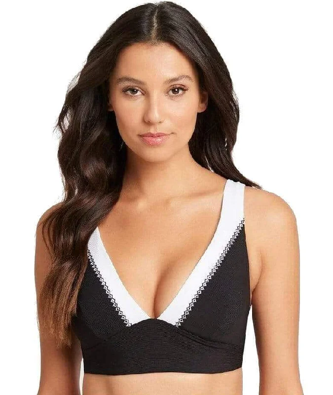 Spring Fashion Sea Level Valentina Long Line Tri Bikini Top - Black