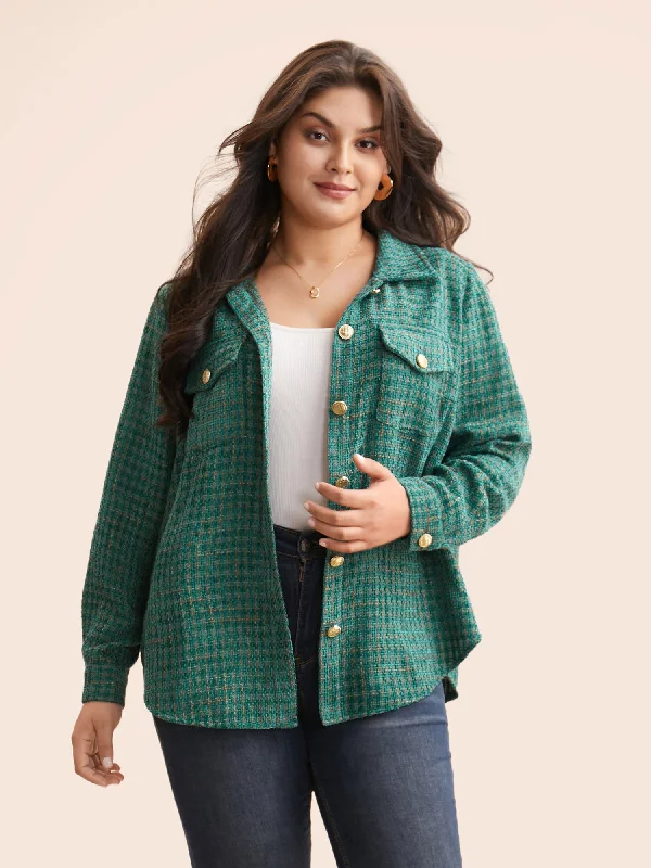 All Season Fashion Collection Tweed Patch Pocket Pleated Jacket