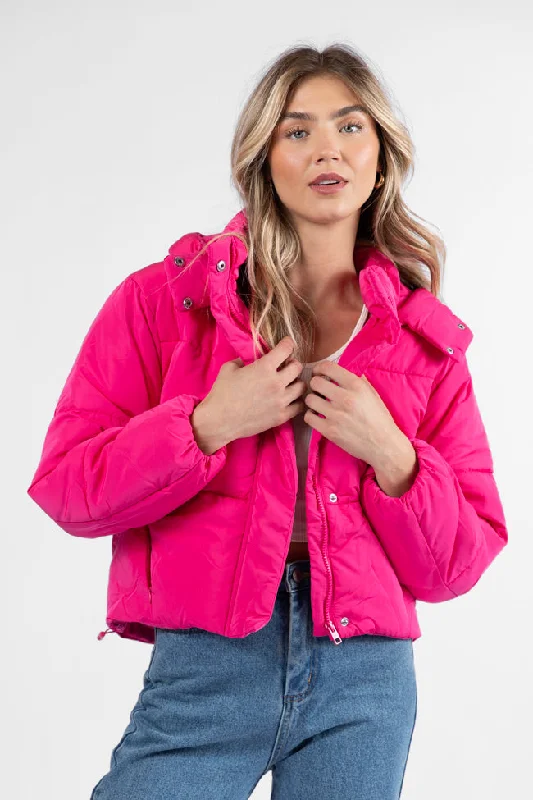 Chic Outfits Called It Fuchsia Hooded Puffer Jacket FINAL SALE