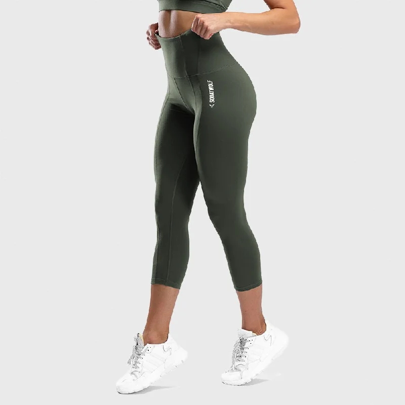 Chic Style, Always In Vogue Warrior High-Waisted Cropped Leggings - Olive