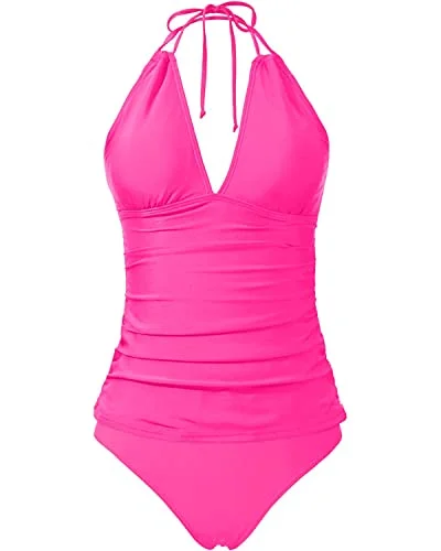 Exclusive Sale Plus Size Two Piece Tummy Control Tankini Swimsuits