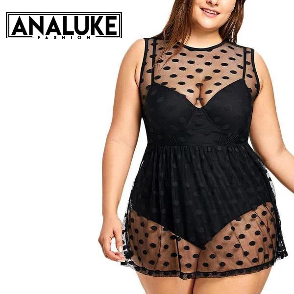 Massive Selection Sale Plus Size Polka Dots Swimsuit