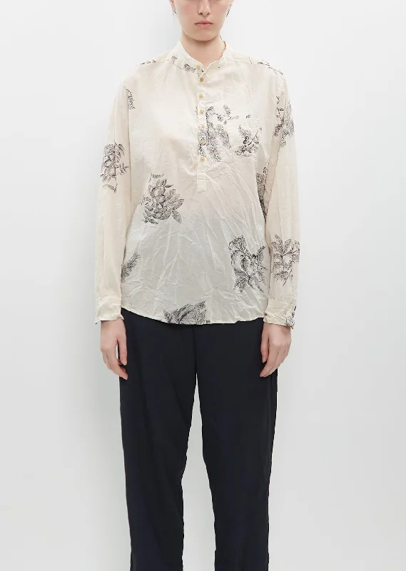 Holiday Sale Friends of the Forest Print Blouse — Natural