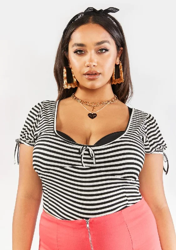 Dive Into Trendy Women's Fashion Plus Striped Sweeten The Deal Crop Top