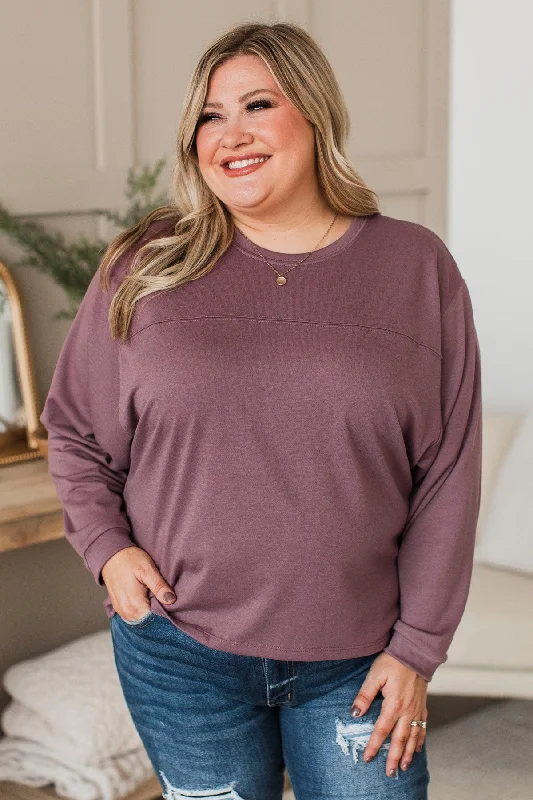 Sleek Style Discounts Warm Moments Dolman Sleeve Top- Dusty Purple