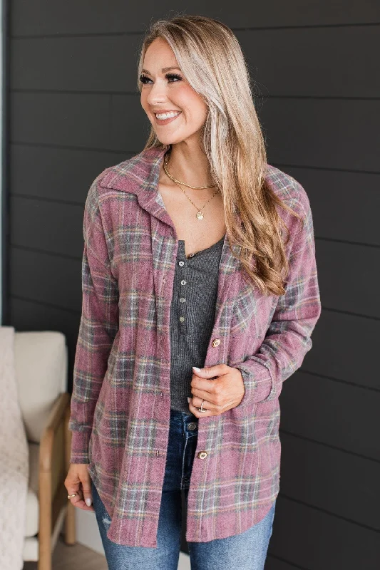 Stock Up On Your Favorites While It Lasts All In Plaid Button Top- Vintage Red