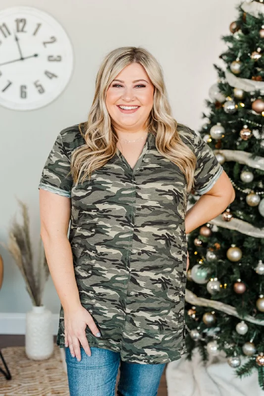 Limited Styles A Single Moment Short Sleeve Top- Camo