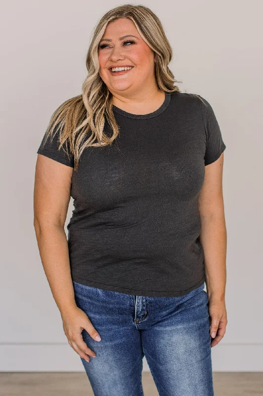 End-Of-Week Clearance Event Here For Today Short Sleeve Top- Charcoal