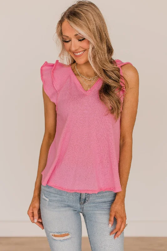 Special Offers, Don't Miss Say It Louder V-Neck Top- Pink