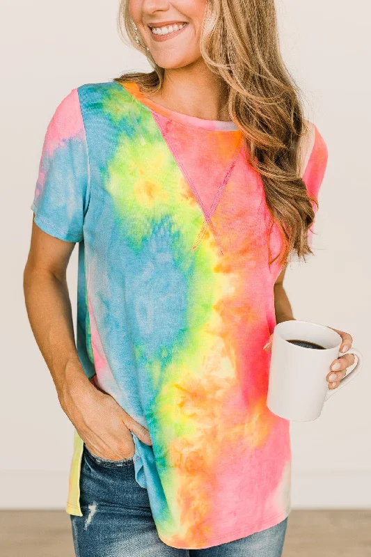 Get More, Spend Less Today Full Of Life Tie Dye Top- Neon Multi-Color