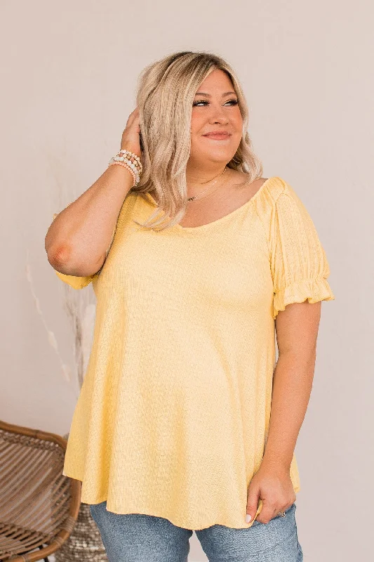 Trendy Styles Vibrant Rays Short Sleeve Top- Yellow