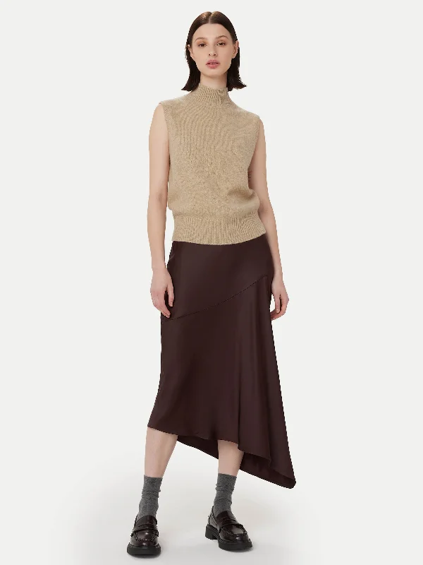 Timeless Classics The Asymmetrical Midi Skirt  in Dark Chocolate